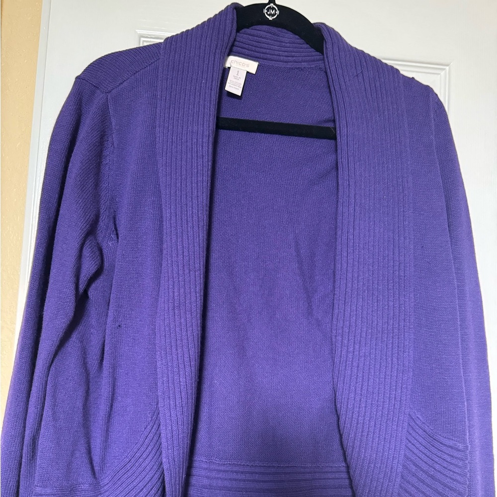 Chicos Purple, ribbed cardigan Chicos size 1, women’s size 8